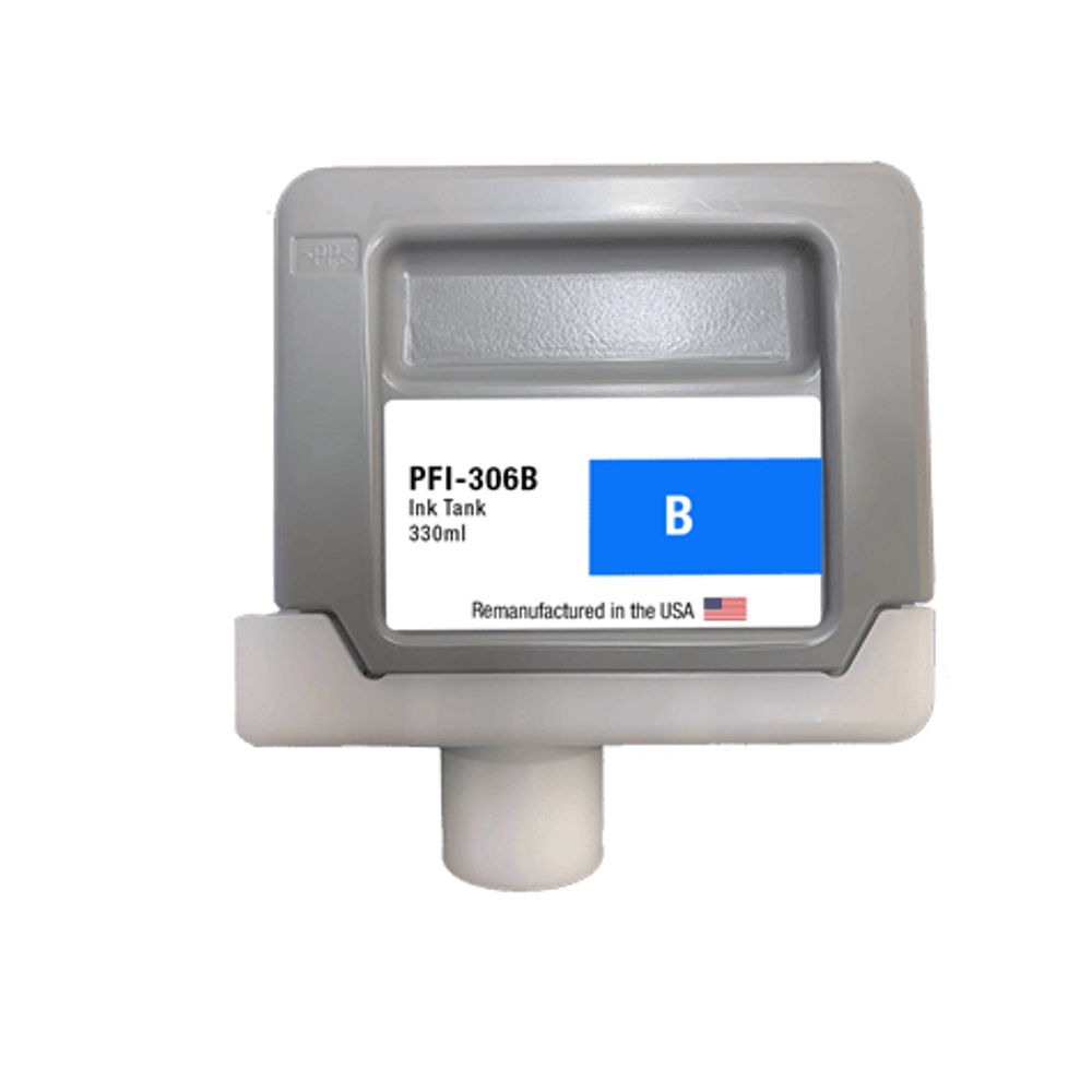 U.S. Remanufactured for Canon PFI-306B 330ml Blue Ink Cartridge - 21169C - Allprintheads