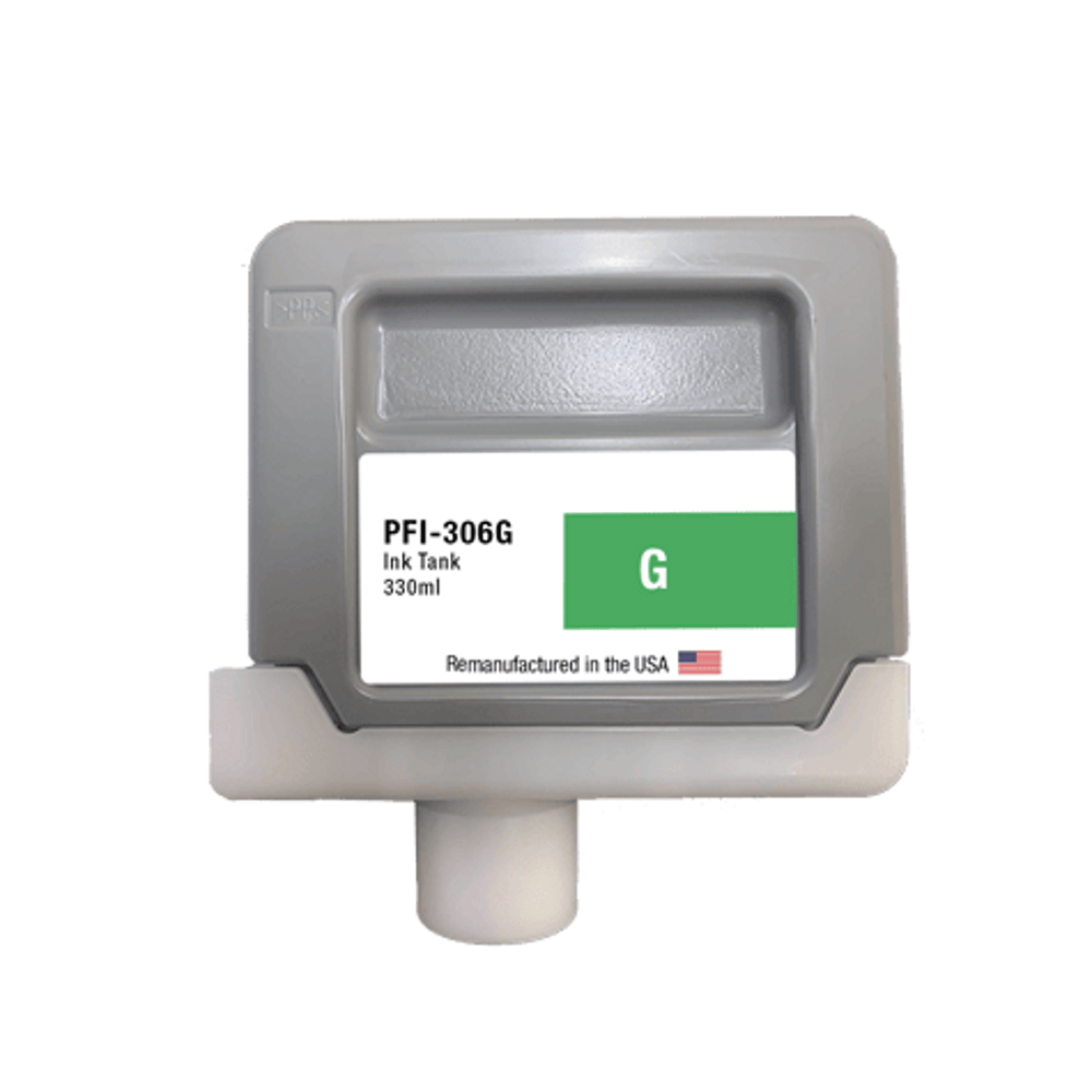 U.S. Remanufactured for Canon PFI-306G 330ml Green Ink Cartridge - 21170C - Allprintheads