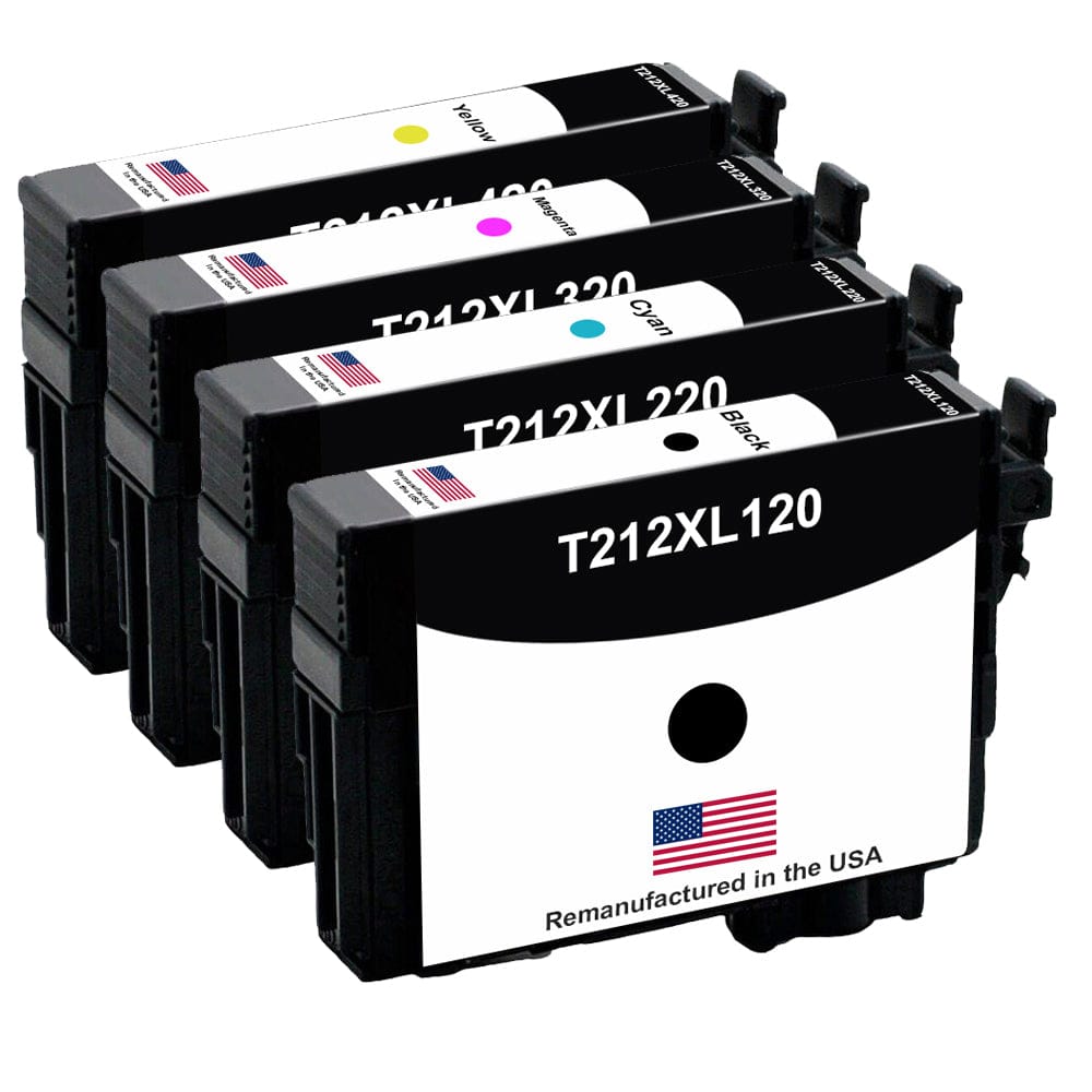 U.S. Remanufactured for Epson T212XL Black and 3 Color Combo 4-Pack - Allprintheads