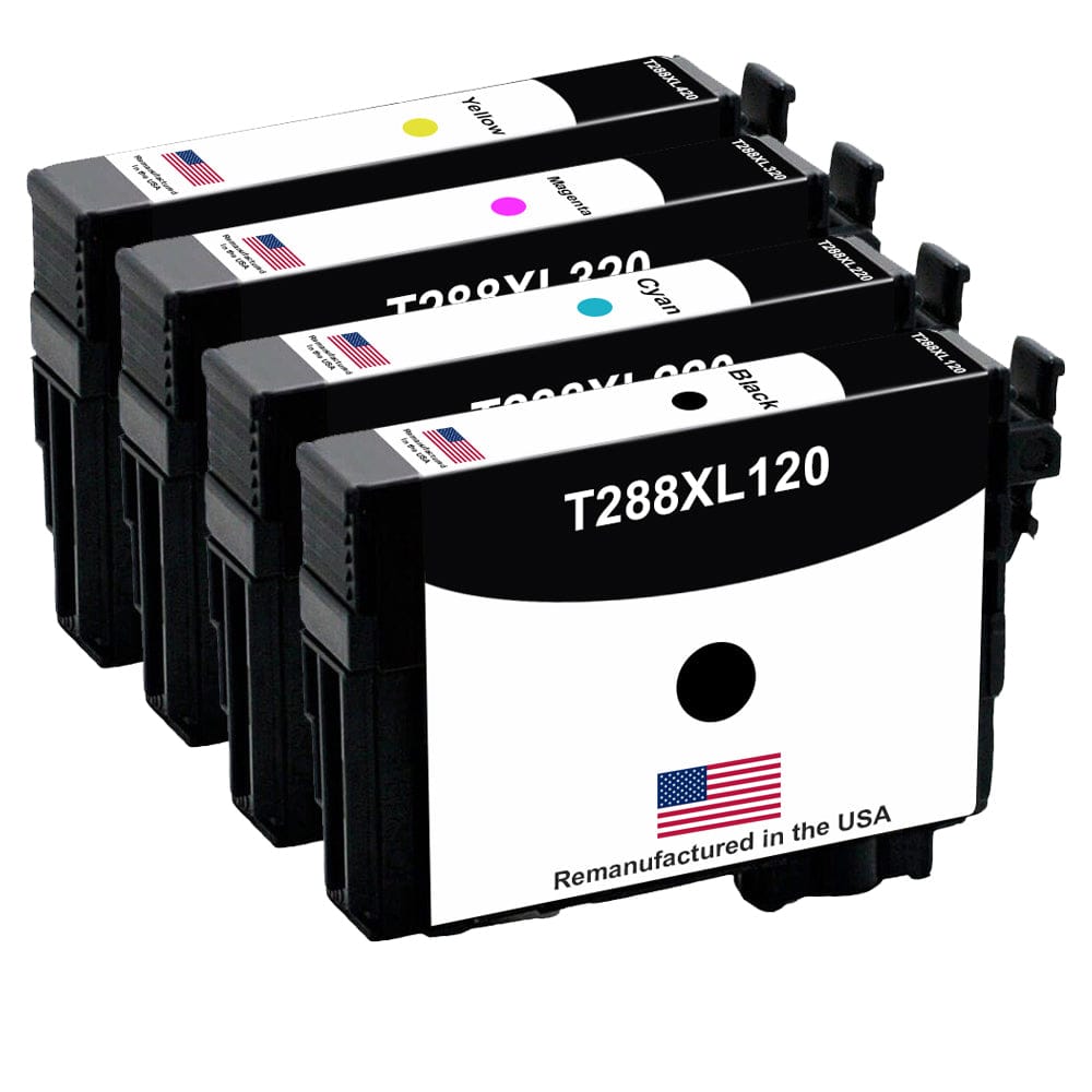 U.S. Remanufactured for Epson T288XL Black and 3 Color Combo 4-Pack - Allprintheads