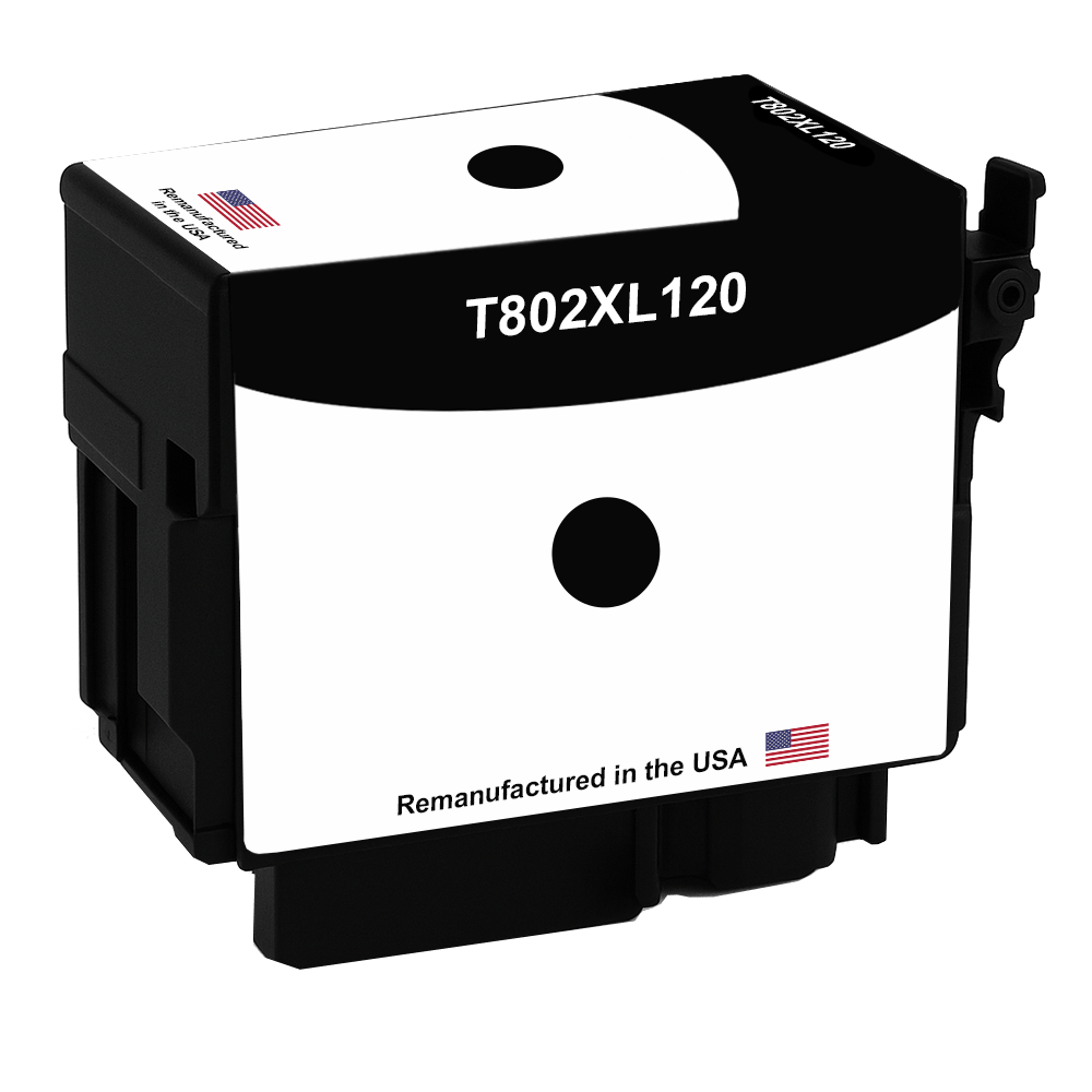 U.S. Remanufactured for Epson T802XL High Yield Black Ink Cartridge, T802XL120 - Allprintheads