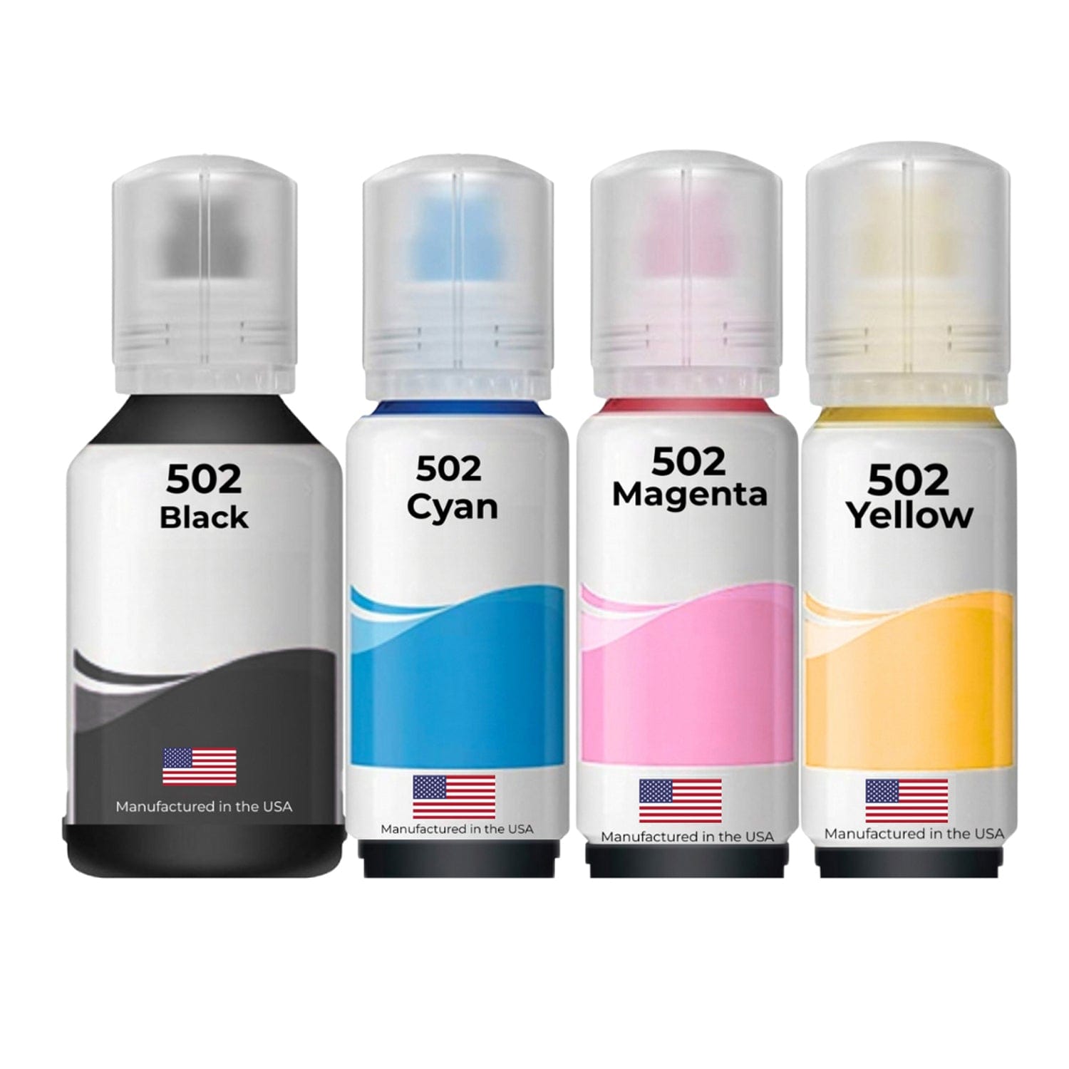 Replacement Ink Bottles For Epson 502 140 ml Pigment Black and 3 Color 70ml Combo 4-Pack - Allprintheads