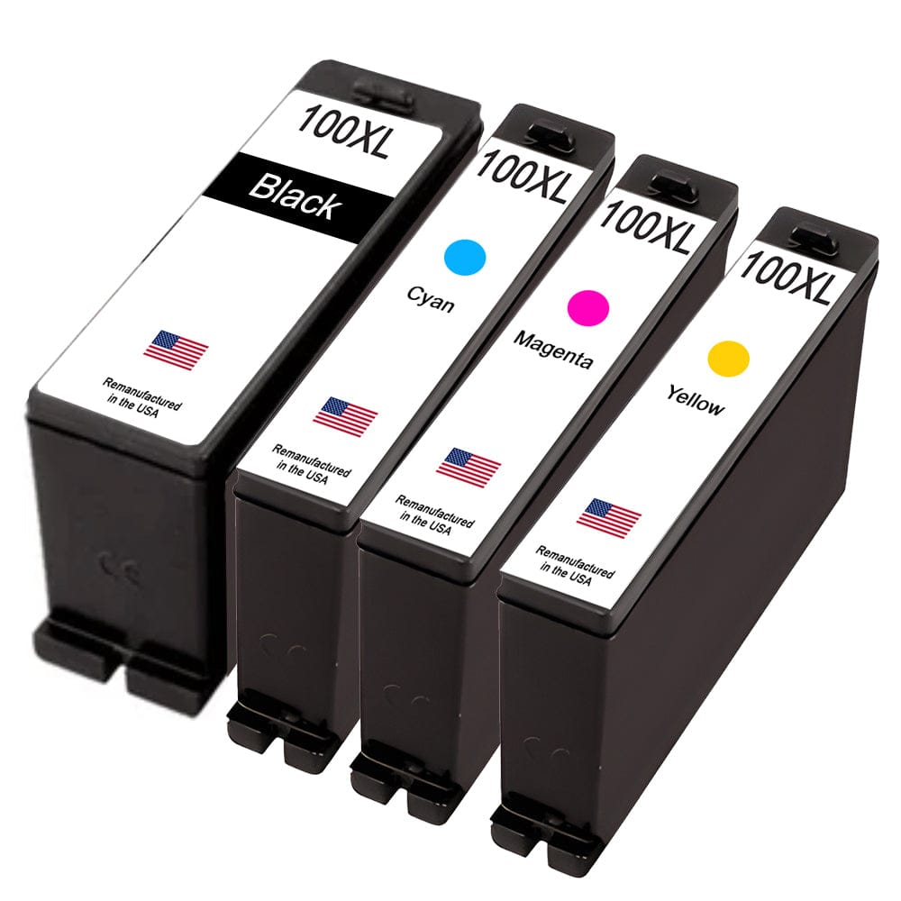 U.S. Remanufactured for Lexmark #100XL Black and 3 Color Combo 4-Pack - Allprintheads