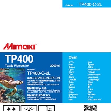 Mimaki TP400 Textile Pigment Ink for Mimaki - 2 Lt Bag - Allprintheads