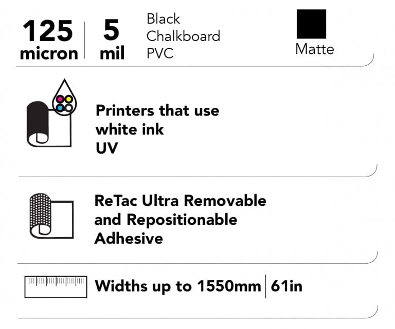 Drytac ReTac ChalkMate Chalkboard Finish PVC Film - www.allprintheads.com