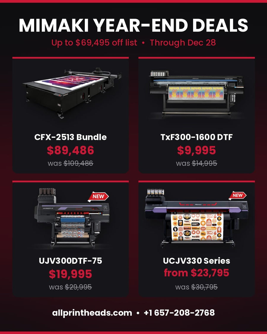 Mimaki Year-End Deals — up to $69,495 off list, no code needed, through Dec 28