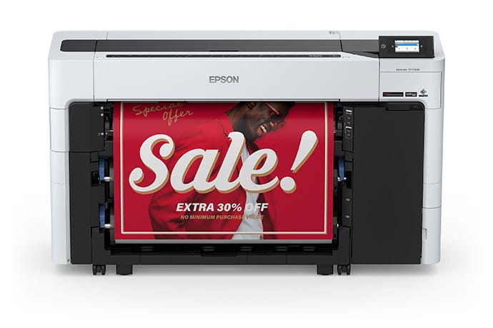 Epson SureColor T5770DM 36-Inch Multifunction CAD/Technical Printer - Front View with Output