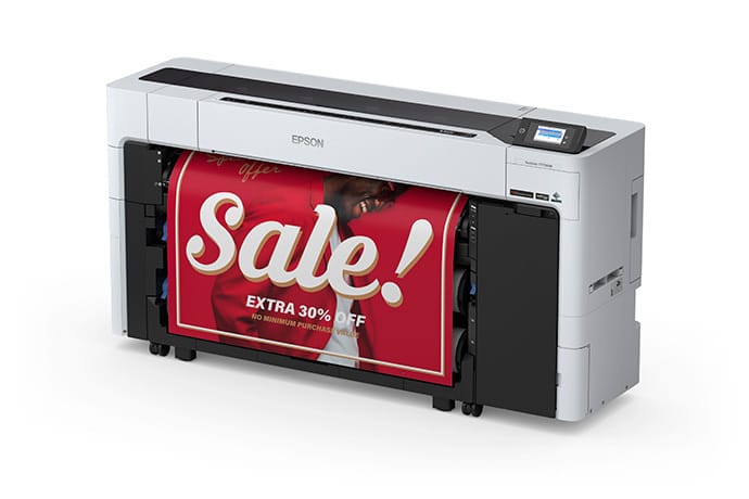 Epson SureColor T7770DM - Left View with Output