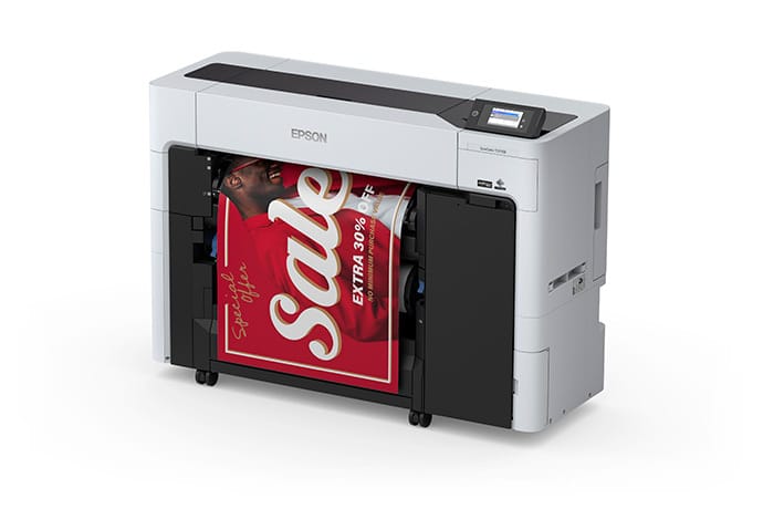 Epson SureColor T3770E - Left View with Output