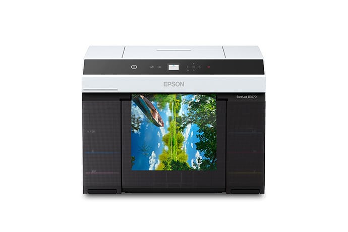 Epson SureLab D1070 Professional Minilab Printer - Front View with Output