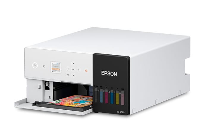 Epson SureLab D570 - Left View with Output