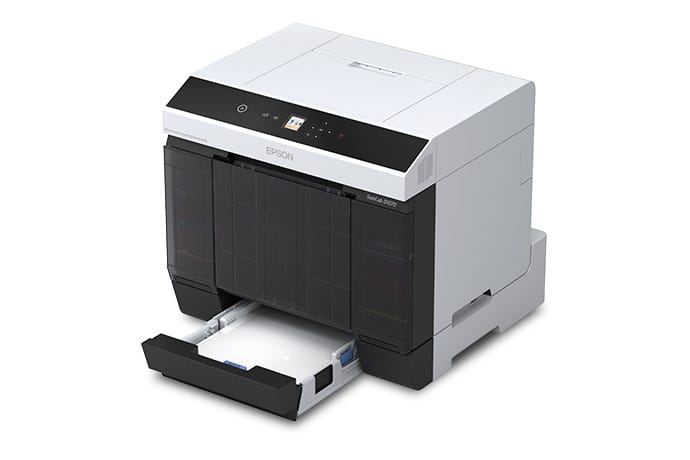 Epson SureLab D1070DE - Left with Tray Opened