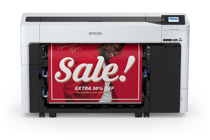 Epson SureColor T5770DR 36-Inch Dual-Roll CAD/Technical Printer - Front View with Output
