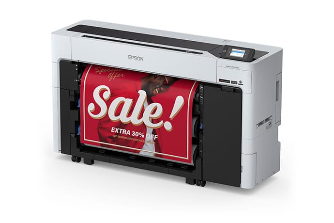 Epson SureColor T5770DM - Left View with Output