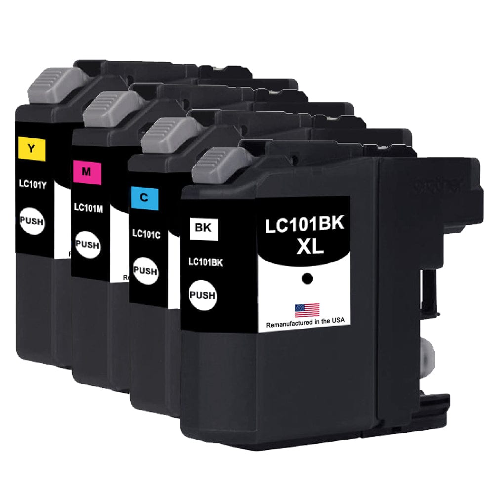 U.S. Remanufactured for Brother LC103XL Black and 3 Color Combo 4-Pack