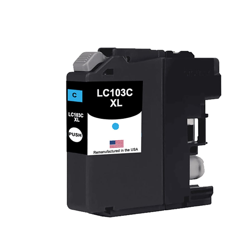 U.S. Remanufactured for Brother LC103XLC High Yield Cyan Ink Cartridge - Allprintheads