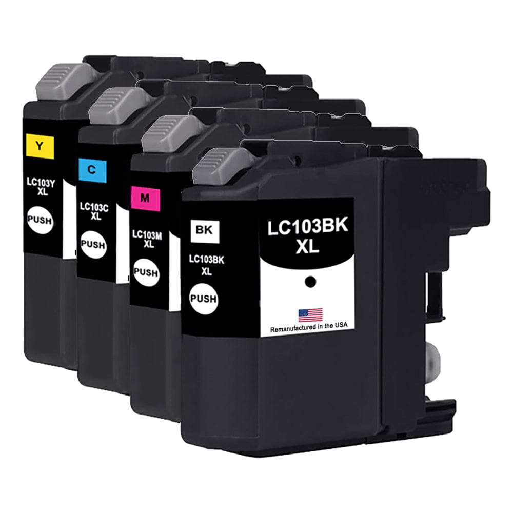 U.S. Remanufactured for Brother LC103XL Black and 3 Color Combo 4-Pack - Allprintheads