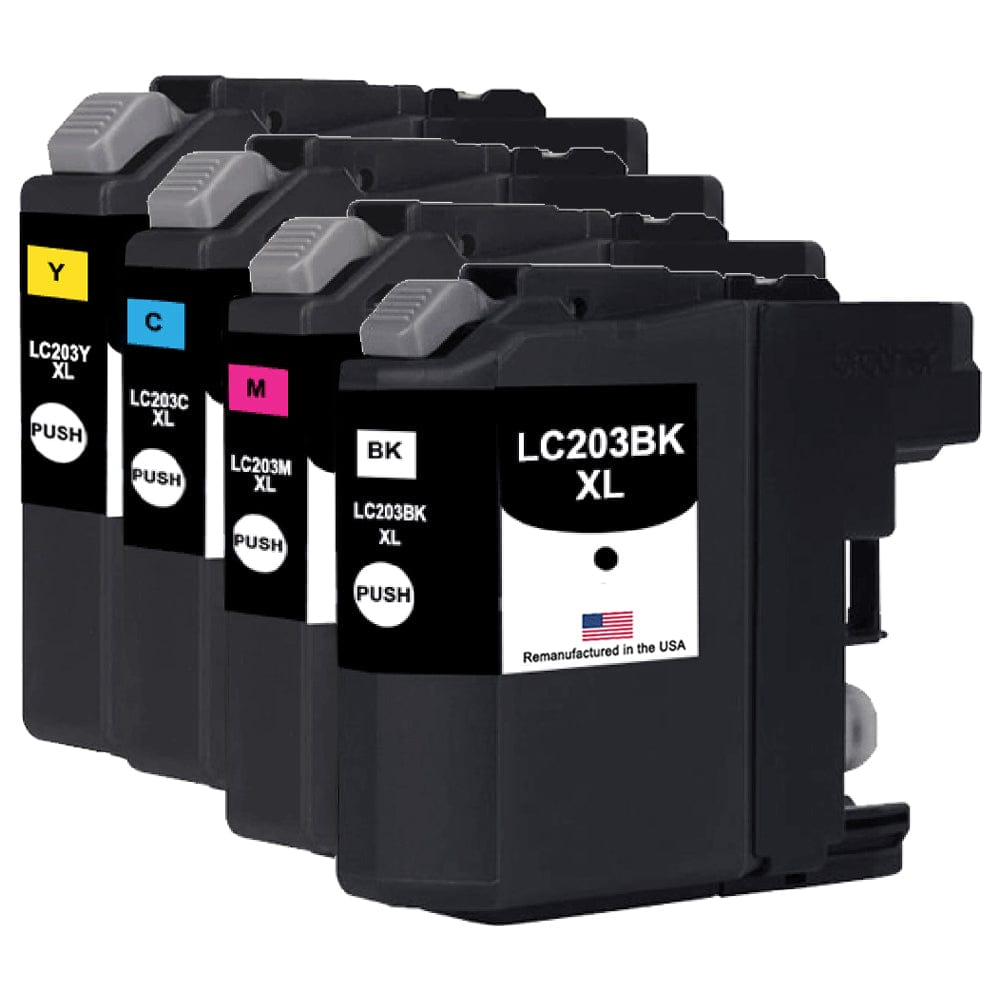 U.S. Remanufactured for Brother LC203XL Black and 3 Color Combo 4-Pack - Allprintheads