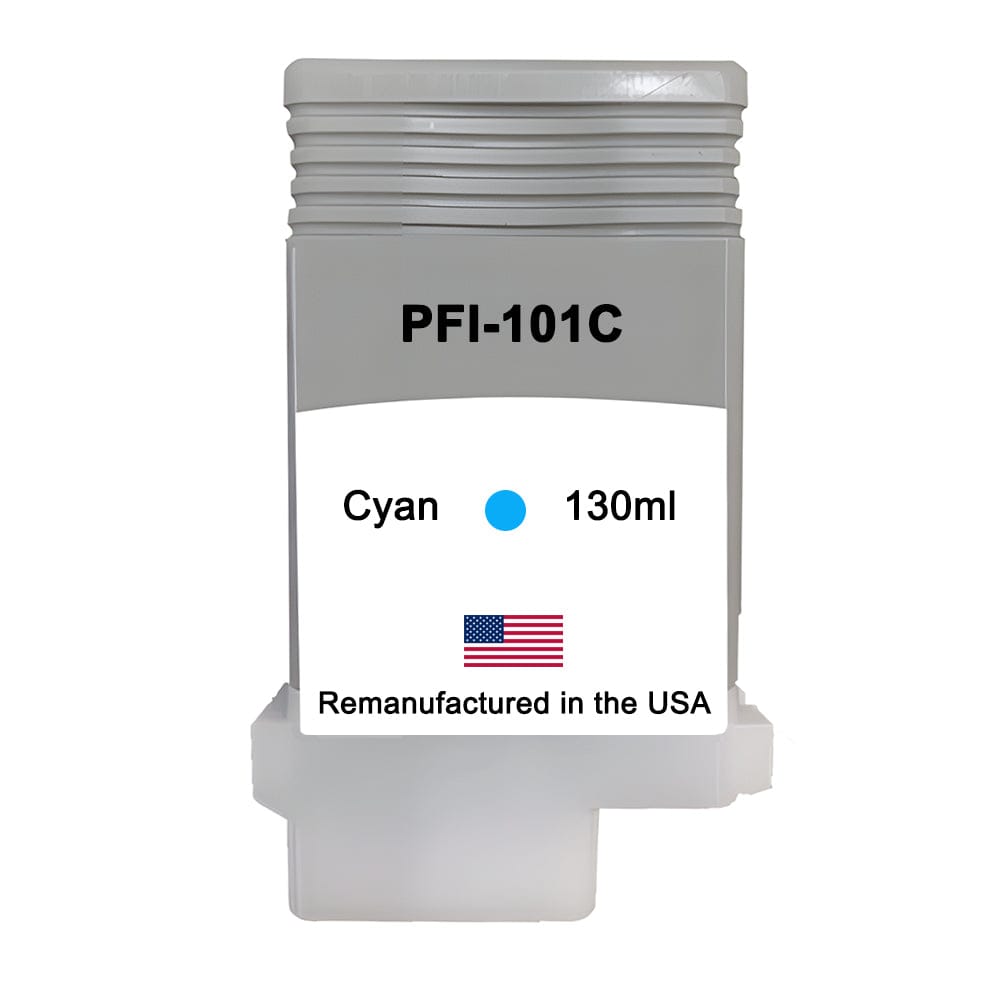 U.S. Remanufactured for Canon PFI-101C 130ml Cyan Ink Cartridge - Allprintheads