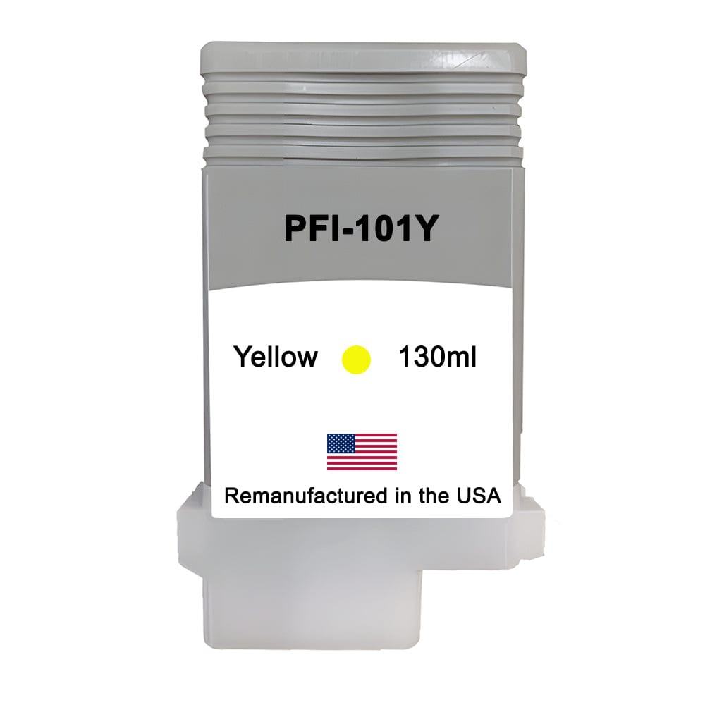 U.S. Remanufactured for Canon PFI-101Y 130ml Yellow Ink Cartridge - Allprintheads