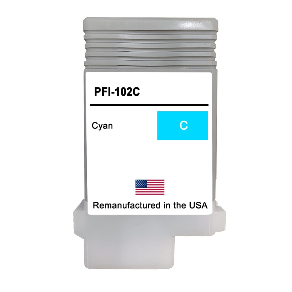 U.S. Remanufactured for Canon PFI-102C 130ml Cyan Ink Cartridge - Allprintheads