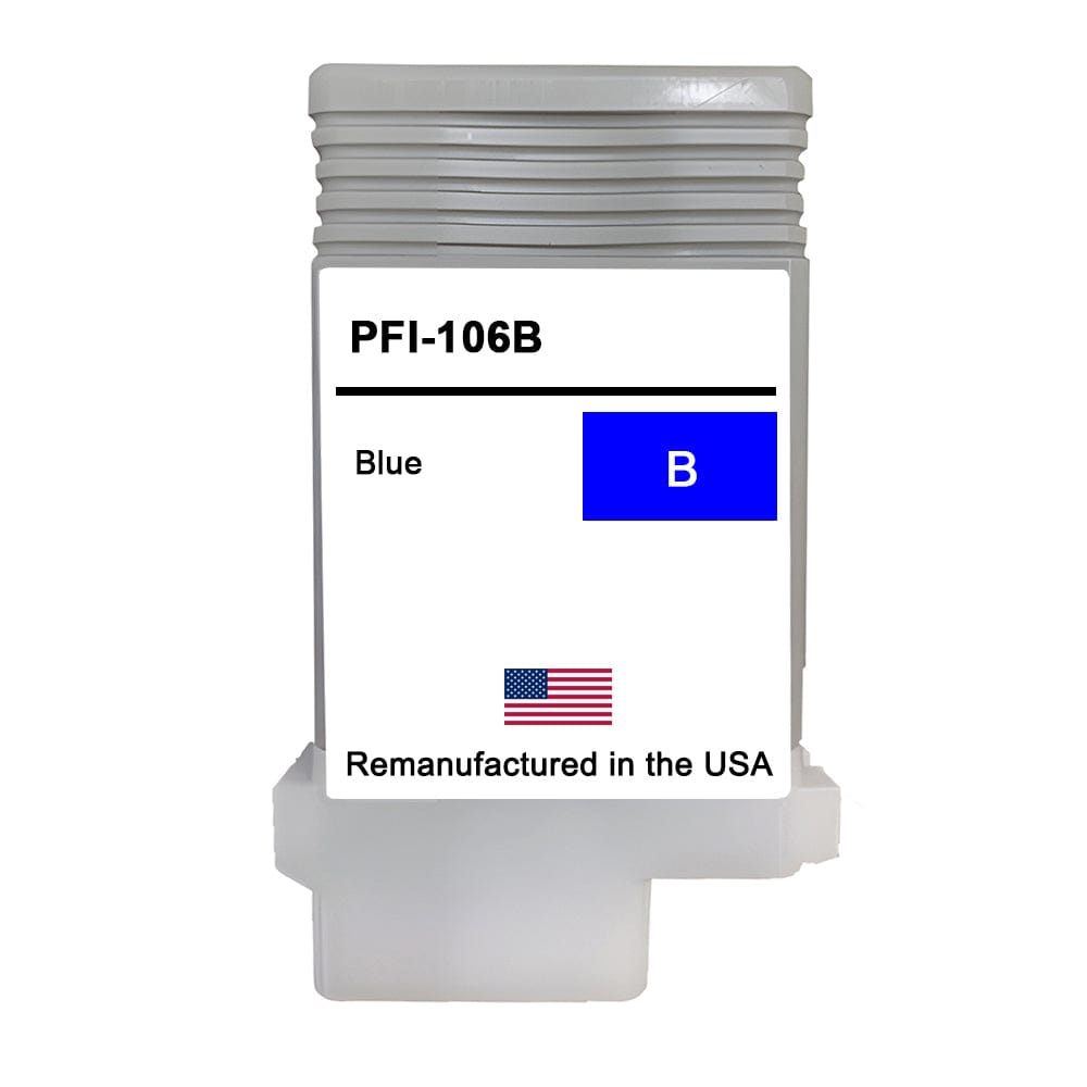 U.S. Remanufactured for Canon PFI-106B 130ml Blue Ink Cartridge - Allprintheads