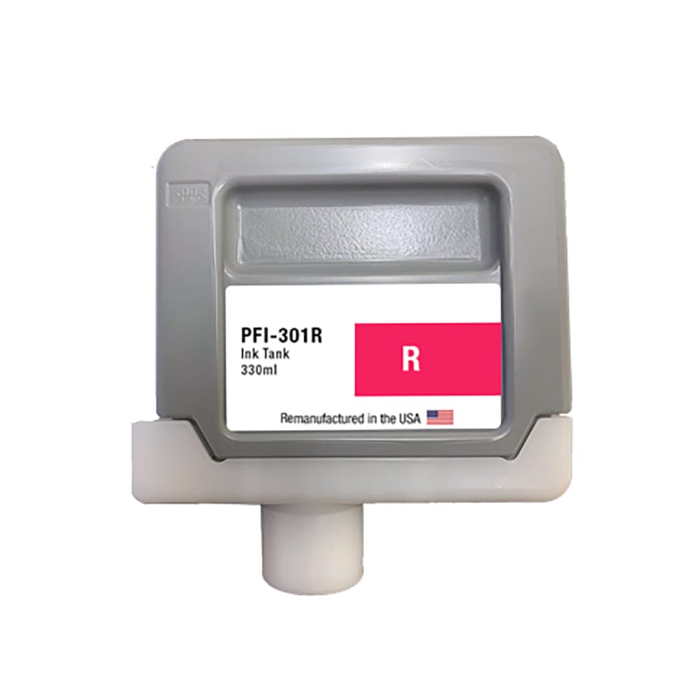 U.S. Remanufactured for Canon PFI-301R 330ml Red Ink Cartridge - Allprintheads