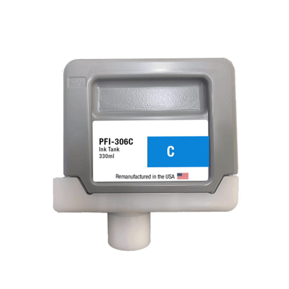 U.S. Remanufactured for Canon PFI-306C 330ml Cyan Ink Cartridge - 21162C - Allprintheads