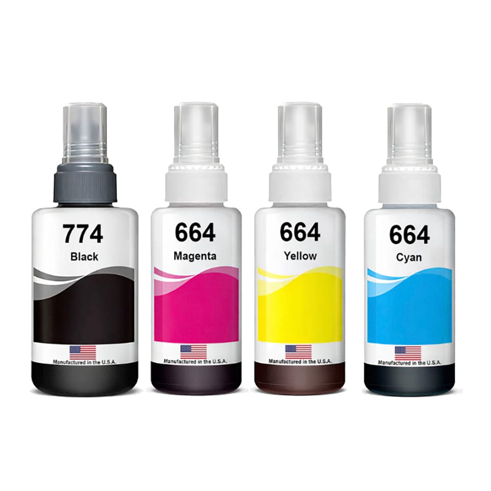 Replacement Ink Bottle Combo Pack for Epson 774 140ml Black / Epson 644 70ml 3 Color Pack - Allprintheads