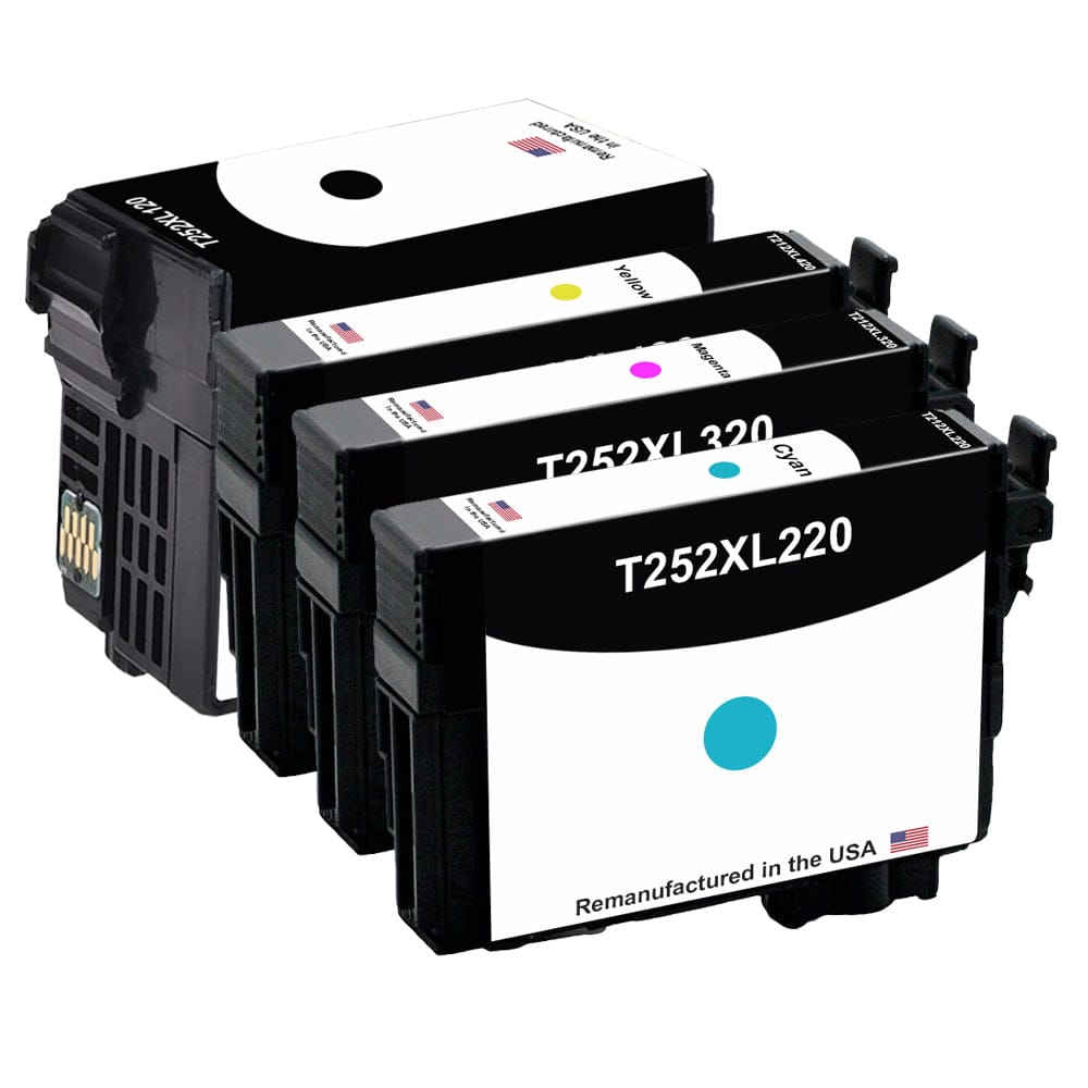 U.S. Remanufactured for Epson T252XL Black and 3 Color Combo 4-Pack - Allprintheads