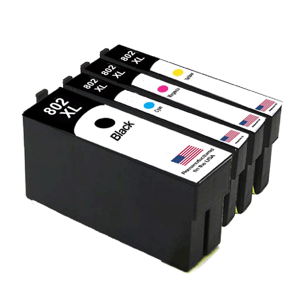 U.S. Remanufactured for Epson T802XL Black and 3 Color Combo 4-Pack - Allprintheads