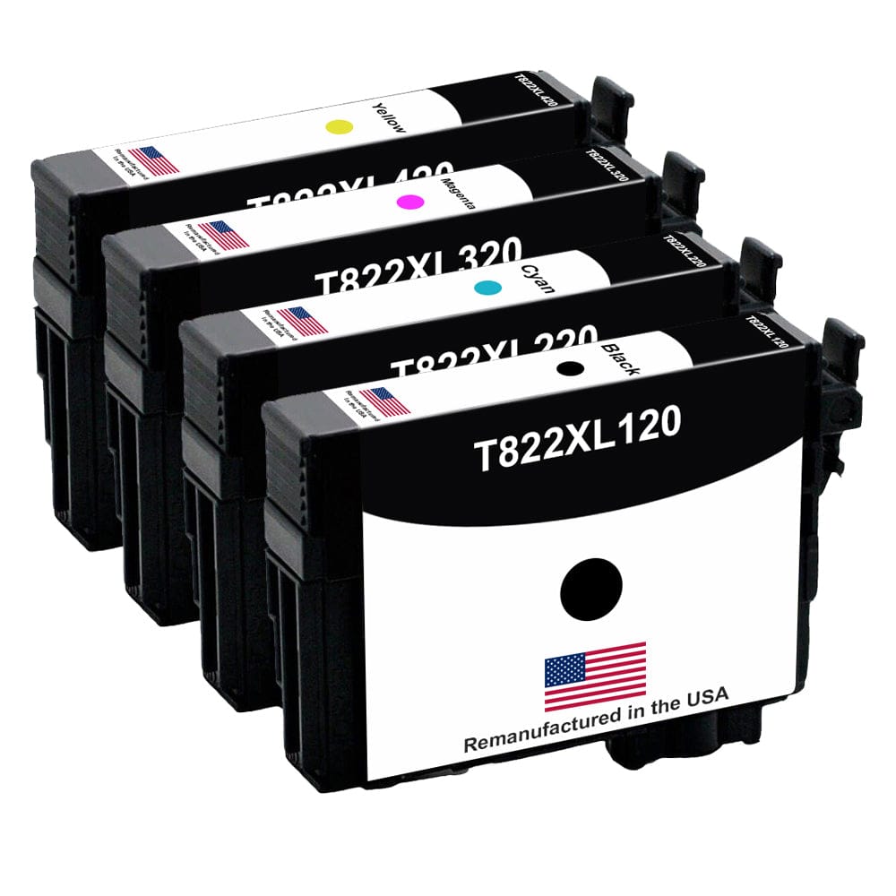 U.S. Remanufactured for Epson T822XL Black and 3 Color Combo 4-Pack - Allprintheads