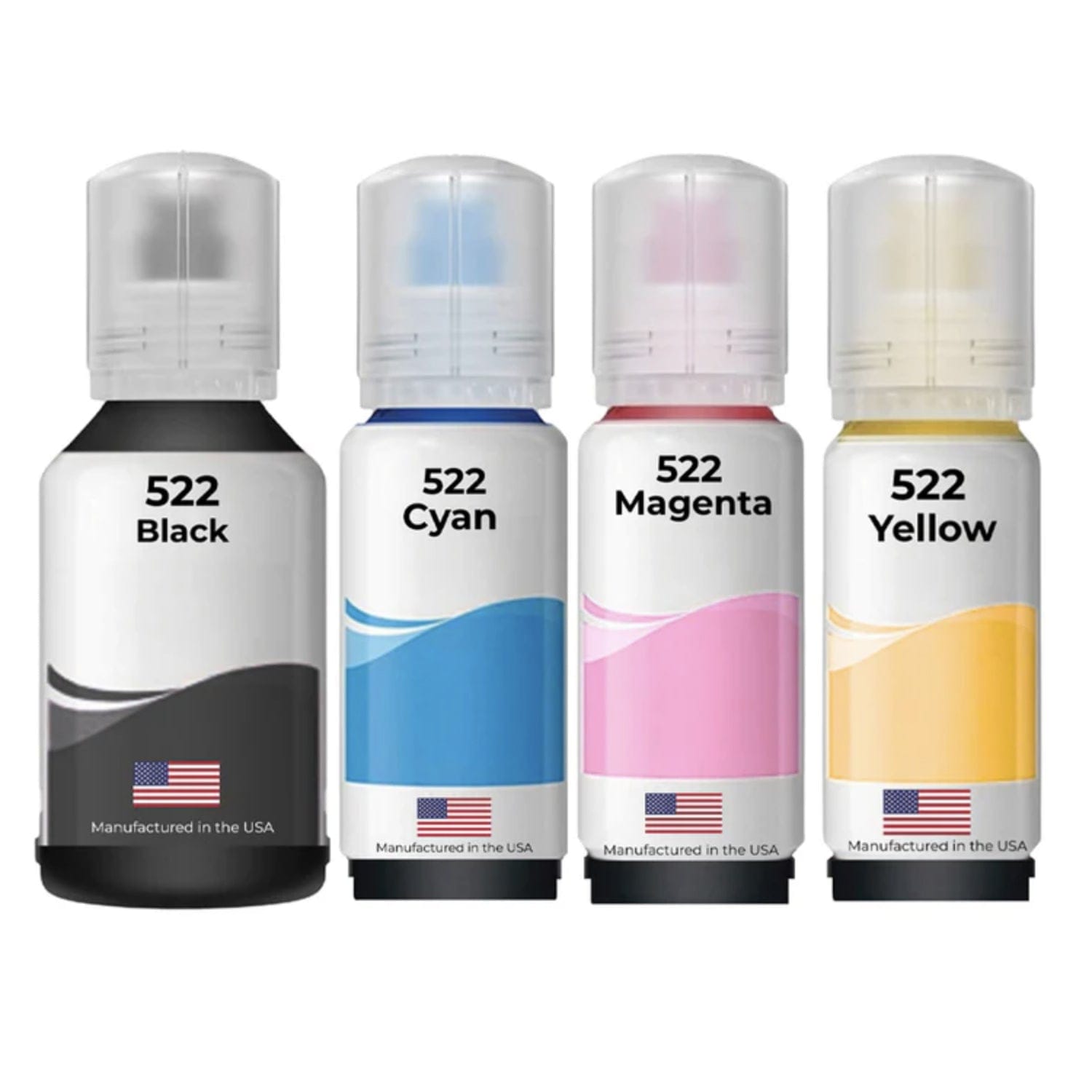 Replacement Ink Bottles For Epson 522 140ml Black and 3 Color 70ml Combo 4-Pack - Allprintheads