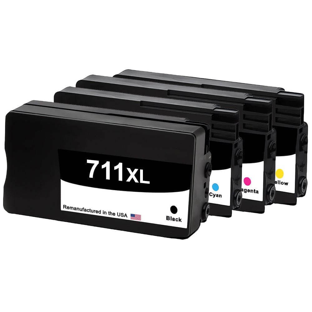 U.S. Remanufactured for HP 711XL 80-ml Black / 711 29-ml 3 Color Ink Cartridge Combo Pack OEM Chip - Allprintheads