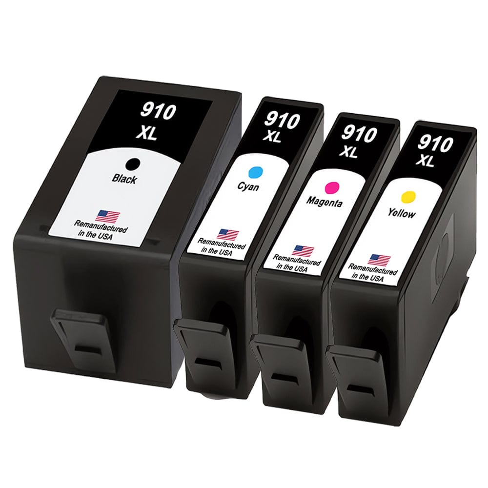 U.S. Remanufactured for HP 910XL Black and 3 Color Ink Cartridge Combo Pack New Chip - Allprintheads