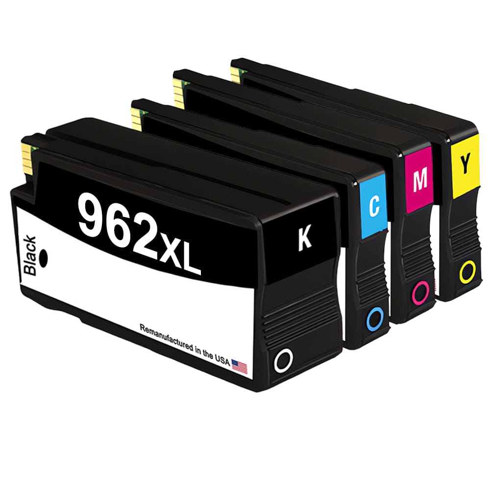 U.S. Remanufactured for HP 962XL Black and 3 Color Ink Cartridge Combo Pack OEM Chip - Allprintheads