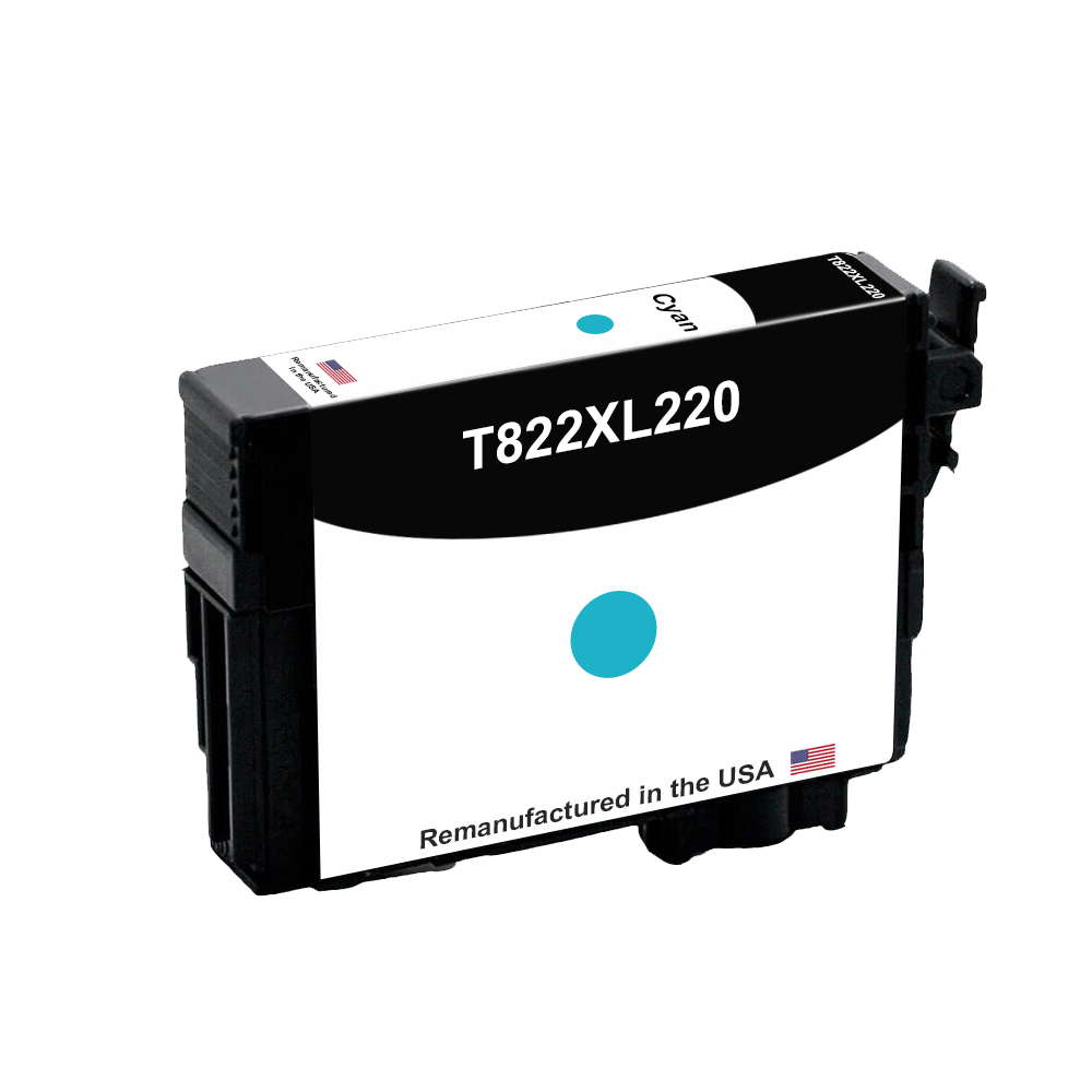 U.S. Remanufactured for Epson T822XL High Yield Cyan Ink Cartridge, T822XL220 - Allprintheads
