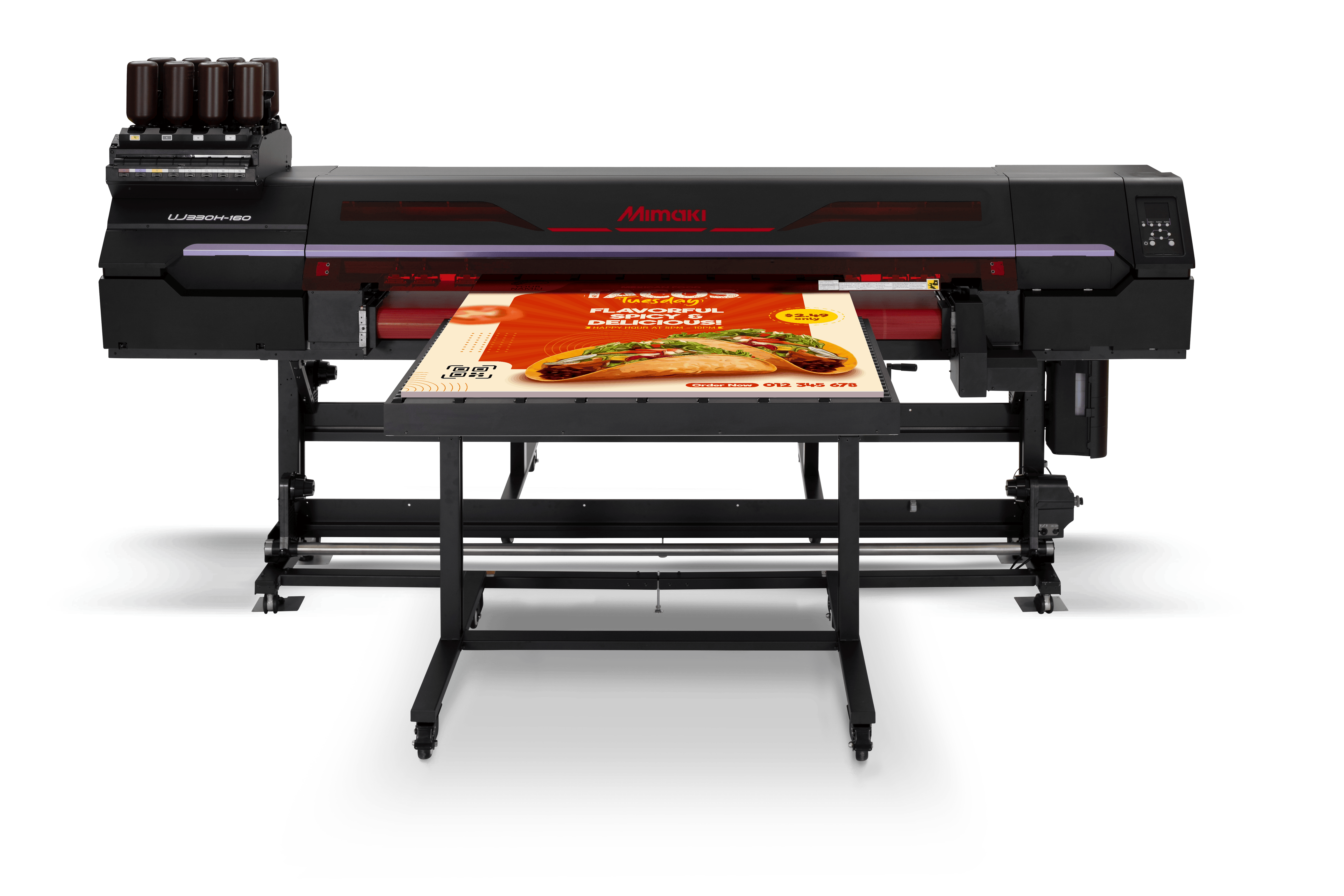Mimaki UJ330H-160 Hybrid UV Printer with printed graphic