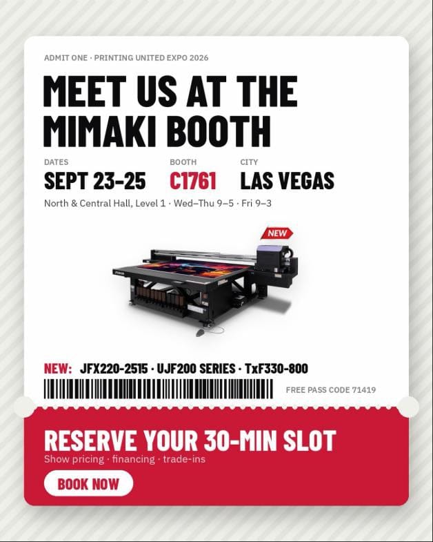Meet us at the Mimaki booth C1761 — PRINTING United, Las Vegas, Sept 23–25